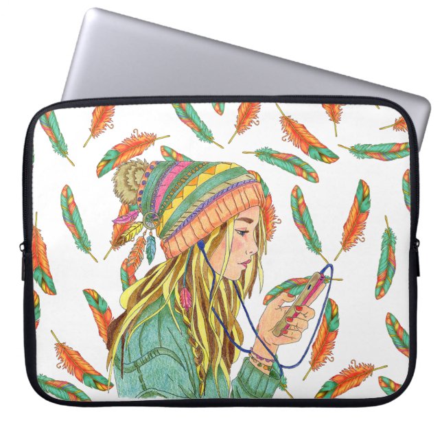 Boho Girl-laptophoes Laptop Sleeve (Voorkant)