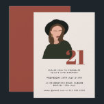 Boho Girl Minimalist Terracotta 21ste verjaardag Kaart<br><div class="desc">Kan volledig worden aangepast aan uw behoeften. © Gorjo Design. Gemaakt voor je via het Zazzle platform. // Hulp nodig bij het aanpassen van uw ontwerp? Heb je andere ideeën? Je kunt me direct aanraken (Zoe). Facultatief: De achtergrondkleur en de doopvonten kunnen worden veranderd om uw thema aan te passen....</div>