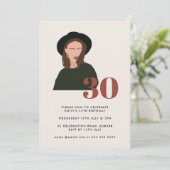 Boho Girl Mod Minimalist Terracotta 30th Birthday Kaart (Staand voorkant)