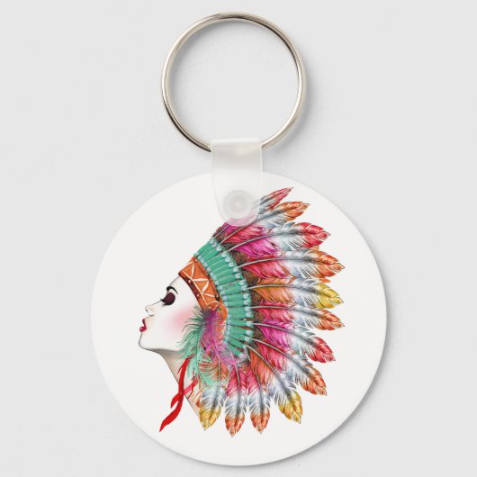 Boho Girl Sleutelhanger, Mode Girl Sleutelhanger (Voorkant)