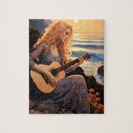 BoHo Girl speelt gitaar Legpuzzel (Verticaal)