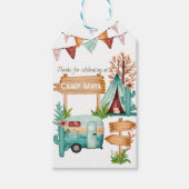 Boho girls camping sleepover birthday party cadeaulabel (Voorkant)