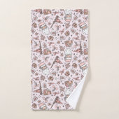 Boho Girly Pink Santa Christmas Doodles Bad Handdoek (Handdoek)