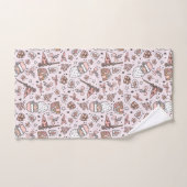 Boho Girly Pink Santa Christmas Doodles Bad Handdoek (Handdoek)