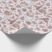 Boho Girly Pink Santa Christmas Doodles Cadeaupapier (Hoek)