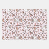 Boho Girly Pink Santa Christmas Doodles Inpakpapier Vel (Voorkant 3)
