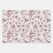 Boho Girly Pink Santa Christmas Doodles Inpakpapier Vel (Voorkant 2)