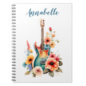 Boho Gitaar met Bloemen Notitieboek (Voorkant)