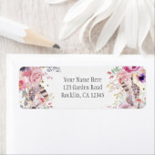 Boho Glam Bloemen Geweien & Veren Rustiek Etiket (Insitu)