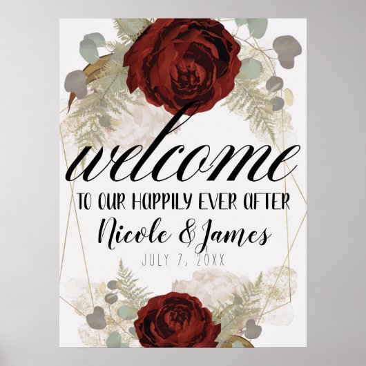 Boho  Glam Botanical Floral Welcome Wedding Poster (Voorkant)