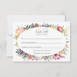 Boho glam bruiloft RSVP - watercolor pioenrozen