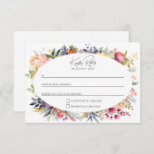 Boho glam bruiloft RSVP - watercolor pioenrozen (Voorkant / Achterkant)