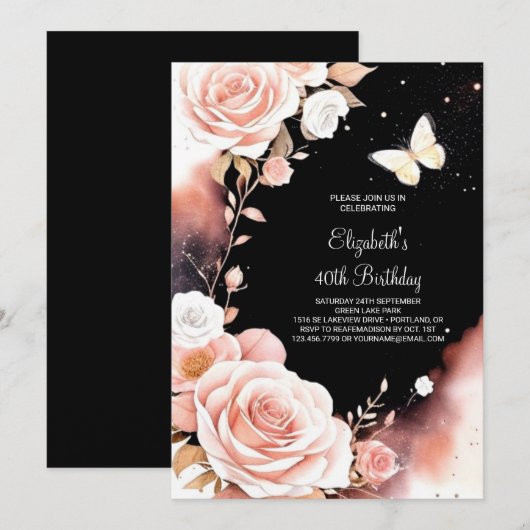 Boho Glam Digitale 40e verjaardag Kaart (Voorkant / Achterkant)