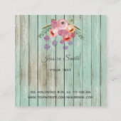 Boho Glam elegant chic waterverf floral wood Vierkante Visitekaartje (Achterkant)