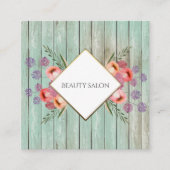 Boho Glam elegant chic waterverf floral wood Vierkante Visitekaartje (Voorkant)