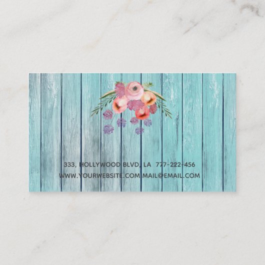 Boho Glam elegant waterverf florale houtschaar Visitekaartje (Achterkant)