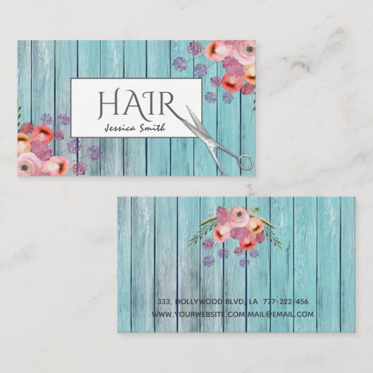 Boho Glam elegant waterverf florale houtschaar Visitekaartje (Voorkant / Achterkant)