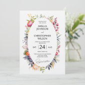 Boho glam huwelijksuitnodiging - waterverf pioenen kaart (Staand voorkant)