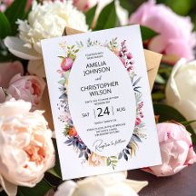 Boho glam huwelijksuitnodiging - waterverf pioenen