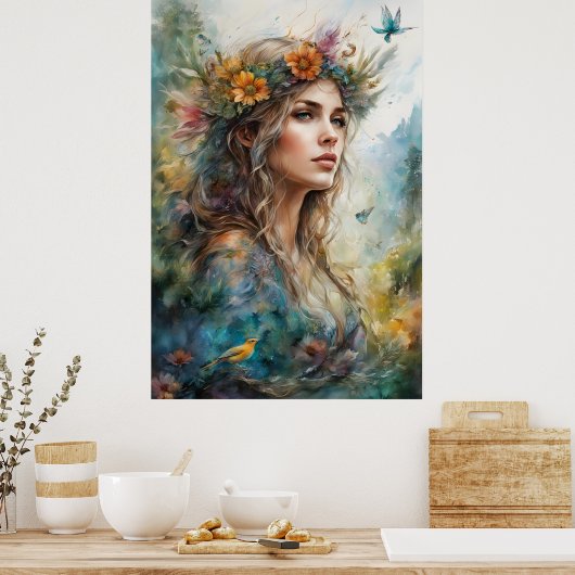 Boho Glamorous Woman Poster (Keuken)
