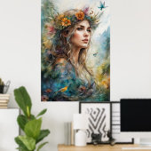 Boho Glamorous Woman Poster (Thuiskantoor)