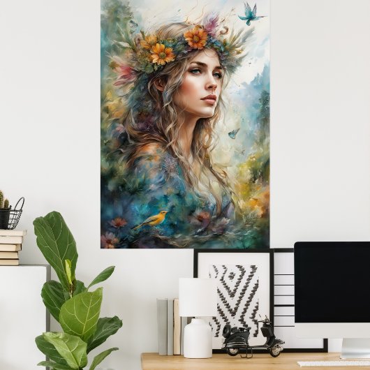Boho Glamorous Woman Poster (Thuiskantoor)