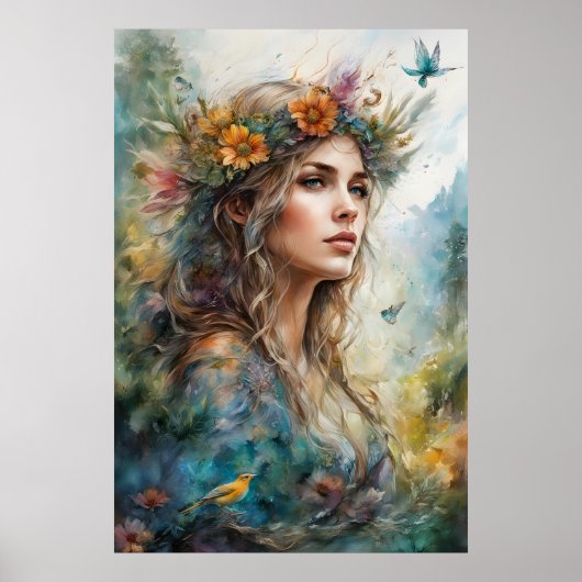 Boho Glamoureuze Vrouw Poster (Voorkant)