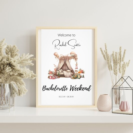 Boho Glamping Bachelorette Party Welkomstbord Poster
