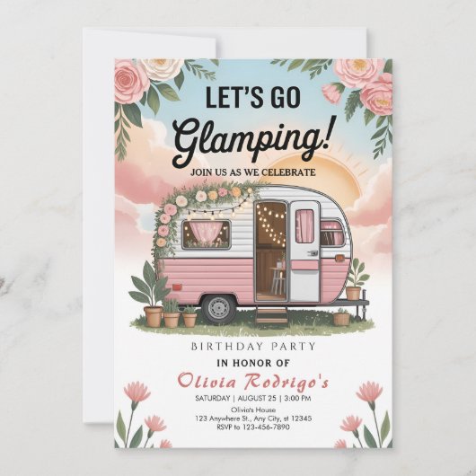 Boho Glamping Birthday Party Kaart (Voorkant)