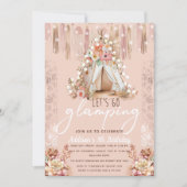 Boho Glamping Party Pink Elegant Kaart (Voorkant)