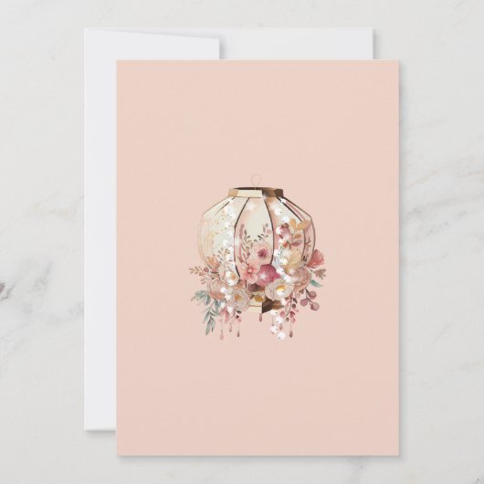 Boho Glamping Party Pink Elegant Kaart (Achterkant)