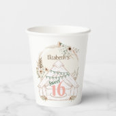 Boho Glamping Sweet 16 Verjaardagsfeestje Papieren Bekers (Achterkant)