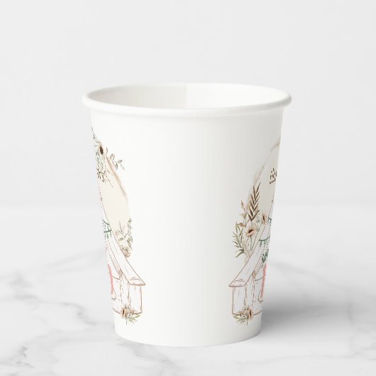 Boho Glamping Sweet 16 Verjaardagsfeestje Papieren Papieren Bekers (Links)