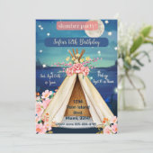 Boho Glamping Tepee Sleepover verjaardag Kaart (Staand voorkant)