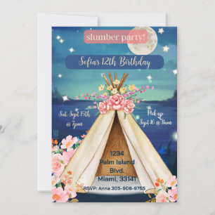 Boho Glamping Tepee Sleepover verjaardag Kaart