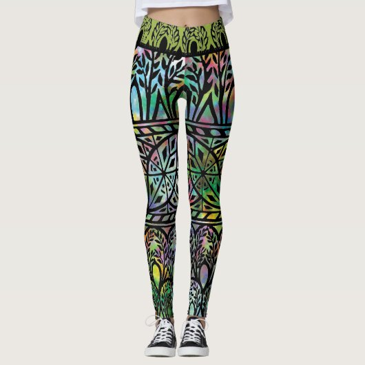  Boho Glas in lood Patroon Leggings (Voorkant)