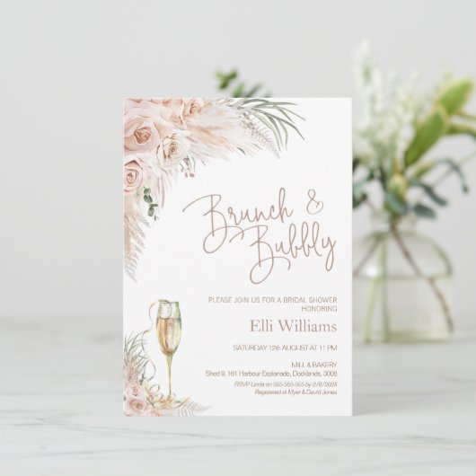 Boho Glass Floral Bridal & Bubble Vrijgezellenfees Kaart (Staand voorkant)