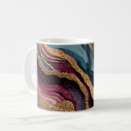 Boho Glitter Agate Koffiemok (Voorkant links)