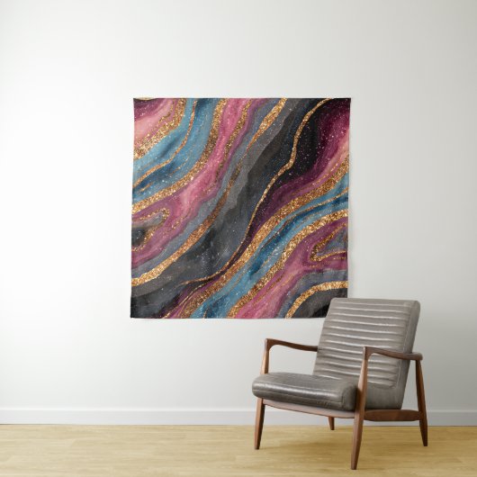 Boho Glitter Agate Wandtapijt Wandkleed (In Situ (horizontaal))