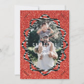 Boho Glitter & Zebra Print Ovaal Foto Kerstmis Feestdagenkaart (Voorkant)