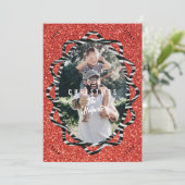 Boho Glitter & Zebra Print Ovaal Foto Kerstmis Feestdagenkaart (Staand voorkant)