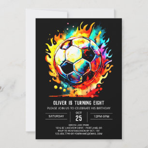 Boho Goal Waterverf Voetbal Verjaardag Kaart
