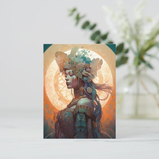 Boho Goddess Queen Fantasy Art Briefkaart (Staand voorkant)