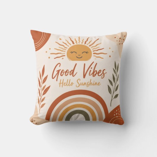 Boho Goede Vibes Hallo Zon Kussen (Voorkant)