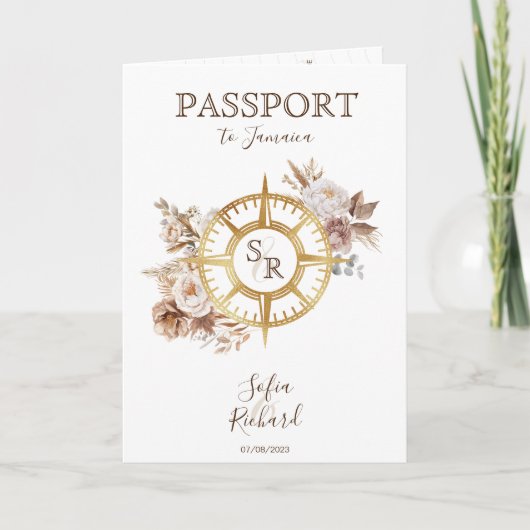 Boho Gold Bestemming Huwelijk Paspoort QR Code (Voorkant)