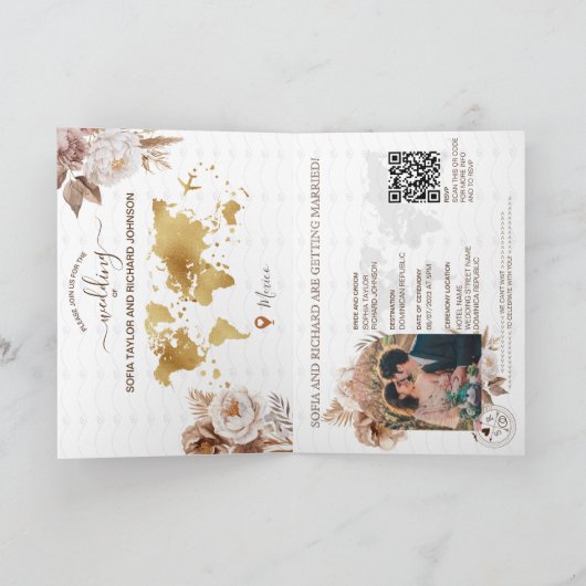 Boho Gold Bestemming Huwelijk Paspoort QR Code (Binnen)