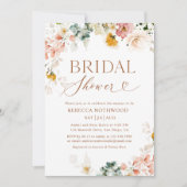 Boho Gold Blush Roze Bloemen Vrijgezellenfeest Kaart (Voorkant)