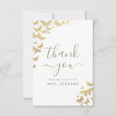 Boho Gold Butterflies Chic Vrijgezellenfeest Harte Bedankkaart (Voorkant)