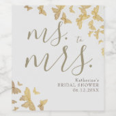 Boho Gold Butterflies Glitter Chic Vrijgezellenfee Wijn Etiket (Enkel label)