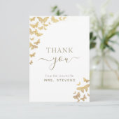 Boho Gold Butterfly Chic Vrijgezellenfeest Harteli Bedankkaart (Staand voorkant)